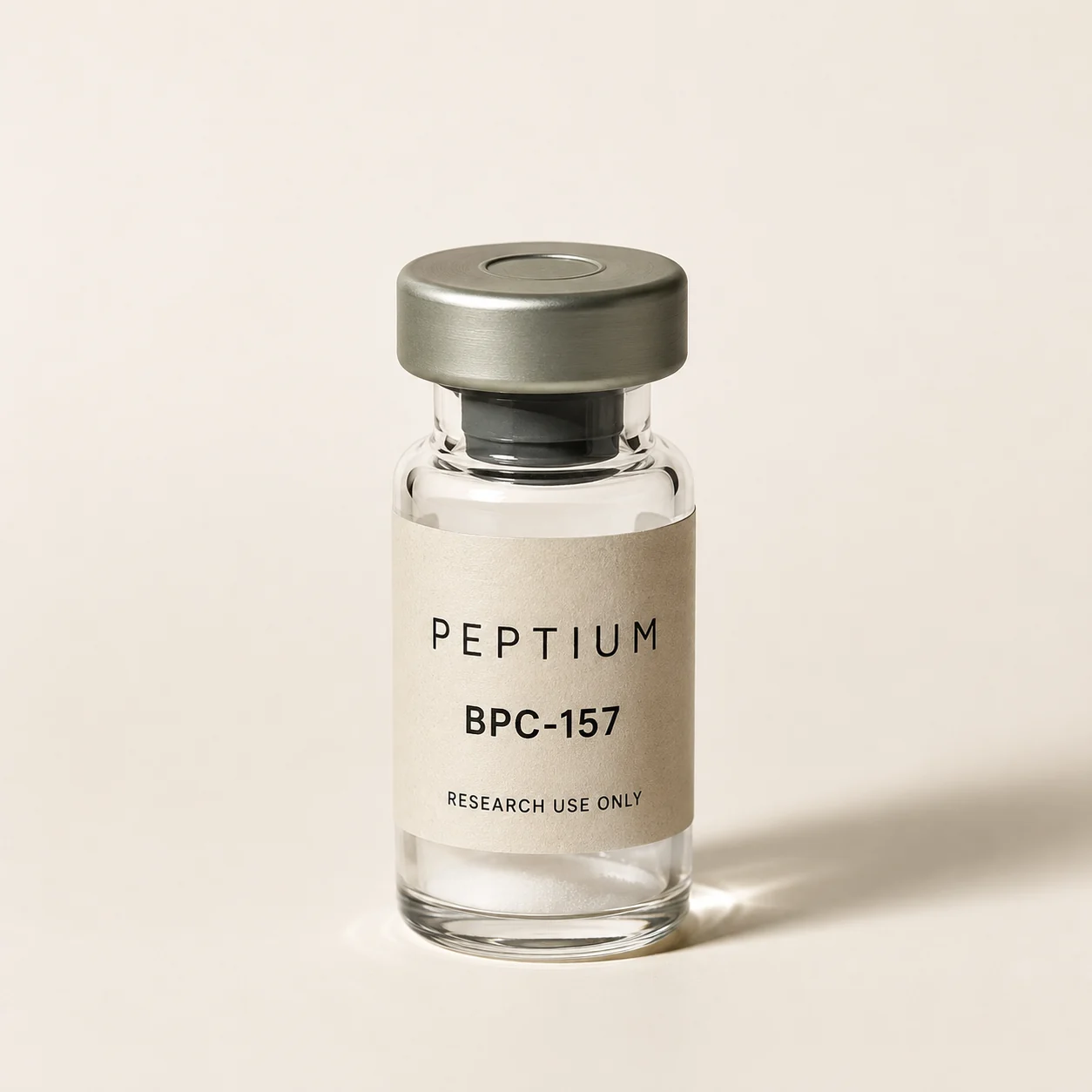 Illustrative BPC-157 research vial presentation; see selected variant for the supplied specification